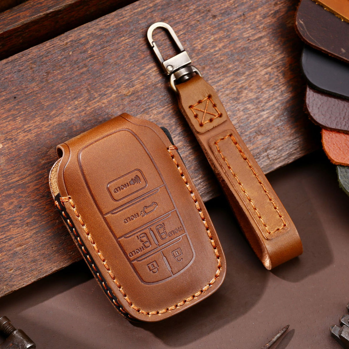 Evtesparts Leather Key Fob Cover For Toyota Sienna