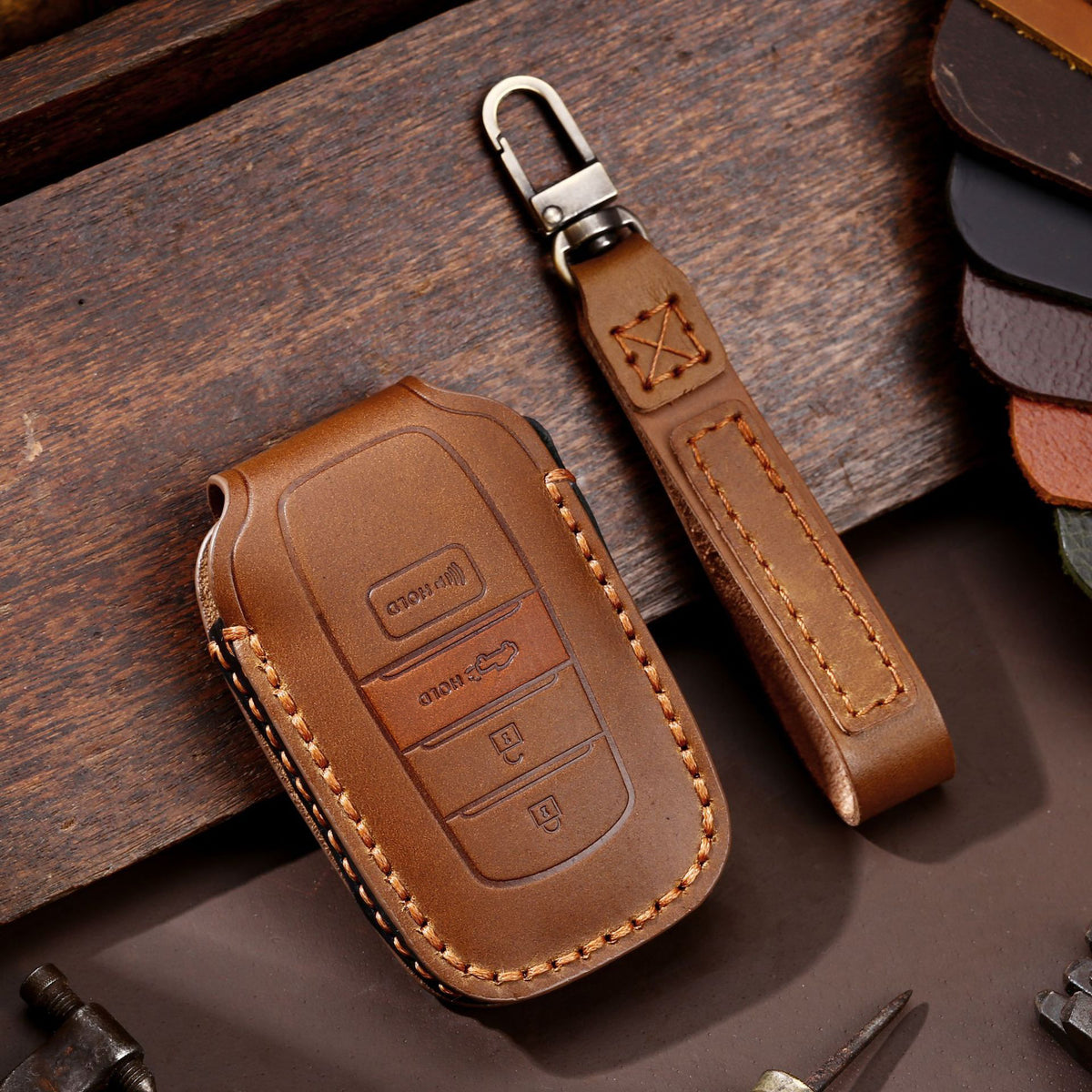 Evtesparts Leather Key Fob Cover For Toyota Sienna