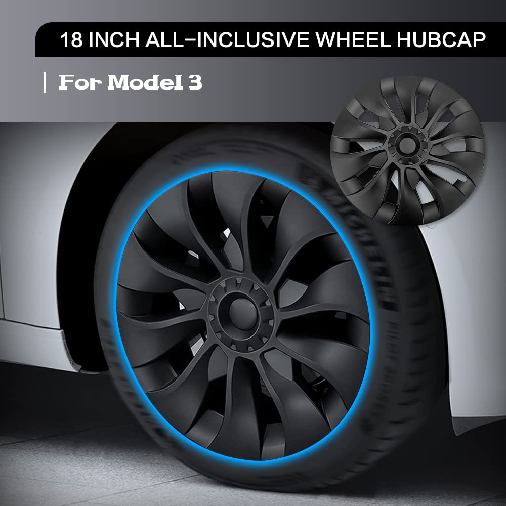 Model 3 Hubcaps 18" Uberturbine Style Aero Wheel Cover Set (4Pcs)