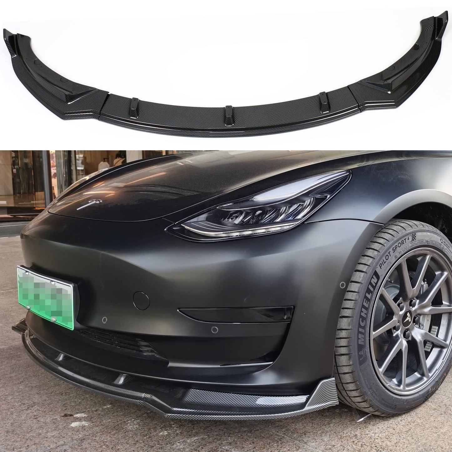 Carbon Fiber Front Bumper Lip Spoiler Splitter For Tesla Model 3/Y